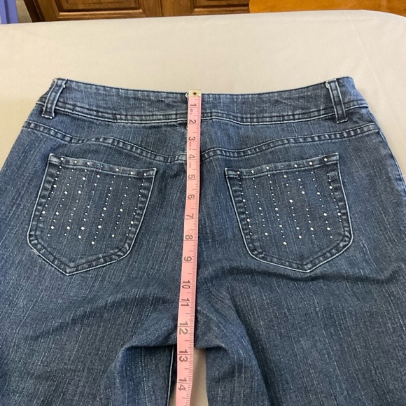 Chico’s Denim Crop Dark Wash Capri Rhinestone Pockets Women’s Size 8 (Chico's 1) - Picture 5 of 7